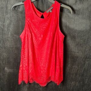 Three Hearts Red Asymmetrical Cut Out Tank Top